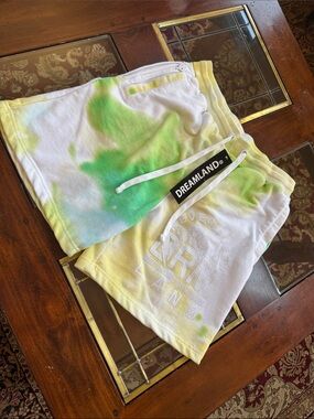 New Dreamkand Tie-Dye White & Green men’s Lounge Shorts size XL